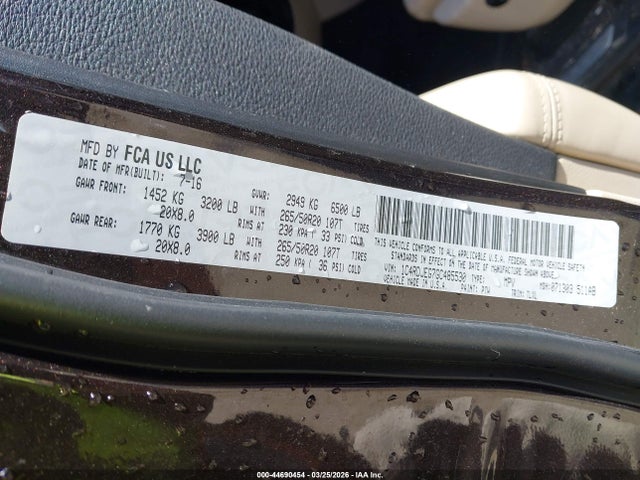 Aukcja sprzedaży 2016 Dodge Durango Citadel, vin: 1C4RDJEG7GC485530, numer aukcji: 44690454