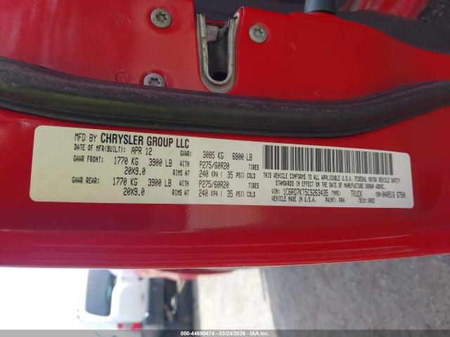 2012 Ram 1500 St მანქანა იყიდება აუქციონზე, vin: 1C6RD7KT5CS263435, აუქციონის ნომერი: 44690474