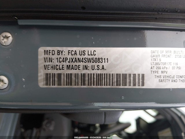 2025 Jeep Wrangler 2-door Willys 4x4 მანქანა იყიდება აუქციონზე, vin: 1C4PJXAN4SW508311, აუქციონის ნომერი: 44690499