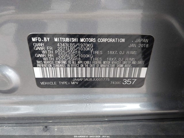 2018 MITSUBISHI OUTLANDER SPORT JA4AP3AU8JU001775 Photo 8