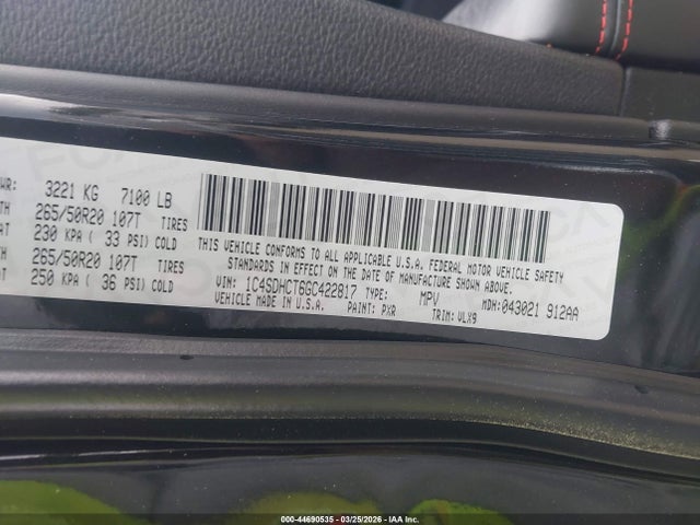Продажа на аукционе авто 2016 Dodge Durango R/t, vin: 1C4SDHCT6GC422817, номер лота: 44690535