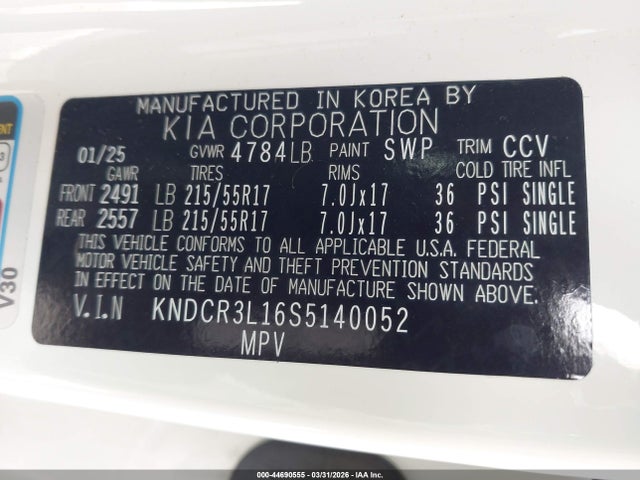 KNDCR3L16S5140052 KIA Niro Ev Wind