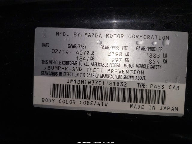 Продаж на аукціоні авто 2014 Mazda Mazda3 S Grand Touring, vin: JM1BM1W37E1181832, номер лоту: 44690558