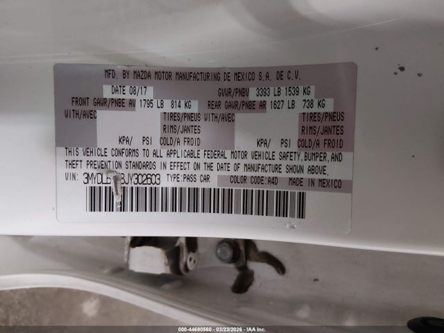 3MYDLBYV8JY302603 Toyota YARIS IA