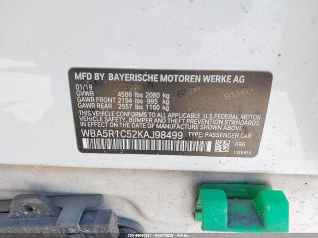 Aukcja sprzedaży 2019 Bmw 330i, vin: WBA5R1C52KAJ98499, numer aukcji: 44690591