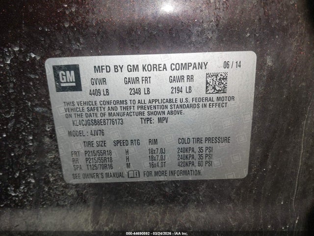 Продажа на аукционе авто 2014 Buick Encore Leather, vin: KL4CJGSB8EB776173, номер лота: 44690592