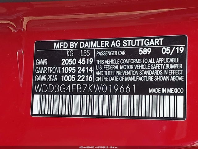 Продажа на аукционе авто 2019 Mercedes-benz A 220 4matic, vin: WDD3G4FB7KW019661, номер лота: 44690612