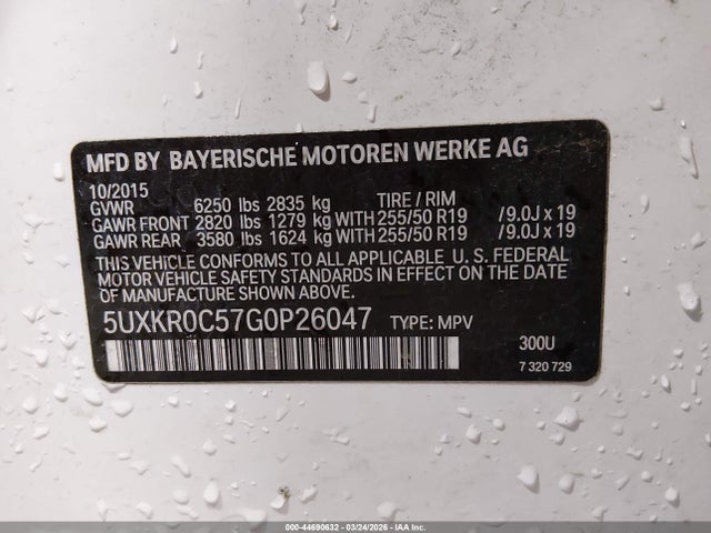 Aukcja sprzedaży 2016 Bmw X5 Xdrive35i, vin: 5UXKR0C57G0P26047, numer aukcji: 44690632