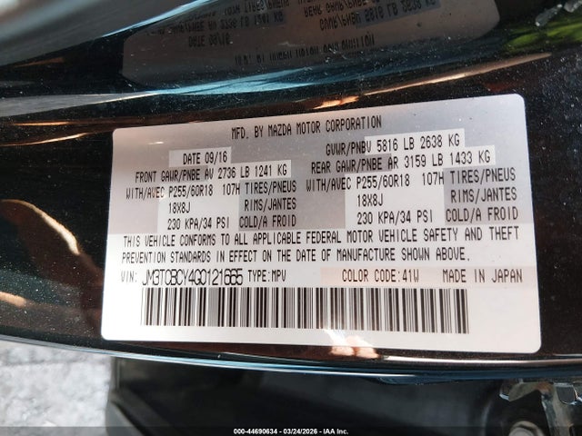 2016 MAZDA CX-9 JM3TCBCY4G0121665 Photo 8