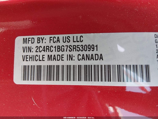 Продаж на аукціоні авто 2025 Chrysler Pacifica Select, vin: 2C4RC1BG7SR530991, номер лоту: 44690639