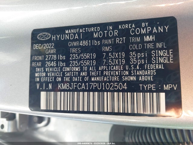 Продаж на аукціоні авто 2023 Hyundai Tucson Hybrid Sel Convenience, vin: KM8JFCA17PU102504, номер лоту: 44690674