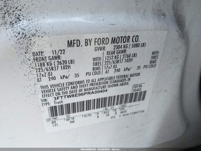 Aukcja sprzedaży 2023 Ford Maverick Xl, vin: 3FTTW8E96PRA00404, numer aukcji: 44690704