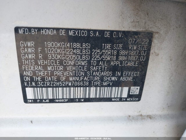 2023 HONDA HR-V 3CZRZ2H52PM706638 Photo 8