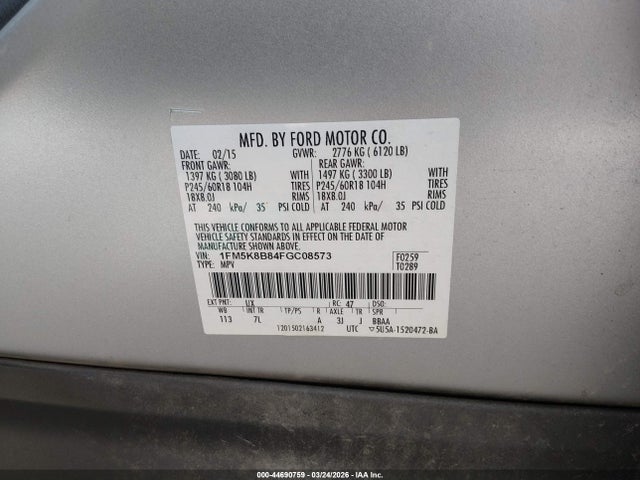 2015 FORD EXPLORER 1FM5K8B84FGC08573 Photo 8