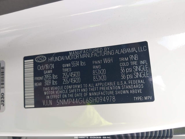 2025 HYUNDAI SANTA FE 5NMP44GL6SH094978 Photo 8