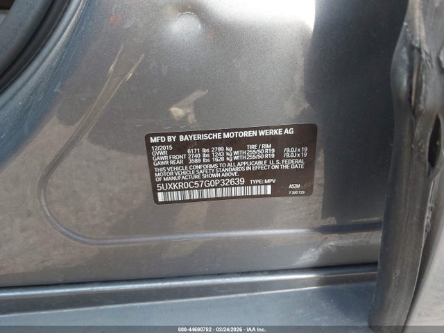 44690782 :رقم المزاد ، 5UXKR0C57G0P32639 vin ، 2016 Bmw X5 Xdrive35i مزاد بيع