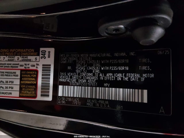 Aukcja sprzedaży 2025 Toyota Sienna Limited, vin: 5TDZSKFC5SS197651, numer aukcji: 44690783