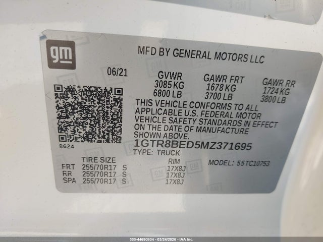 2021 GMC SIERRA 1500 1GTR8BED5MZ371695 Photo 8