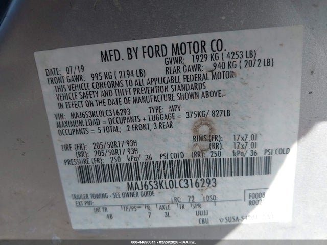 2020 FORD ECOSPORT MAJ6S3KL0LC316293 Photo 8
