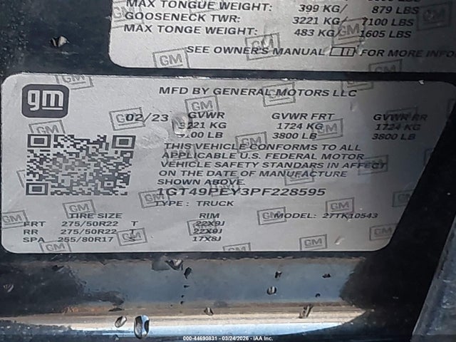 Продажа на аукционе авто 2023 Gmc Sierra 2500hd 4wd  Standard Bed At4, vin: 1GT49PEYXPF116568, номер лота: 44690831