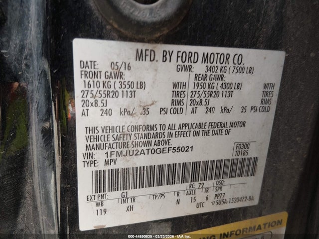 Ford Expedition Limited 2016 1FMJU2AT0GEF55021 Image 9