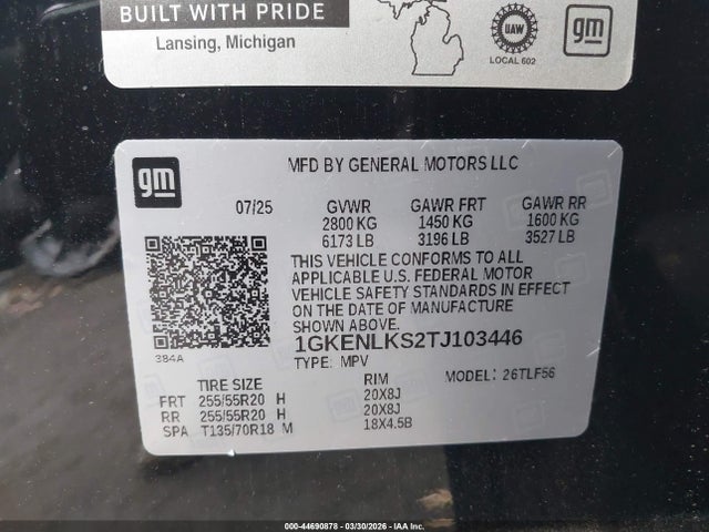 1GKENLKS2TJ103446 GMC Acadia Denali Fwd