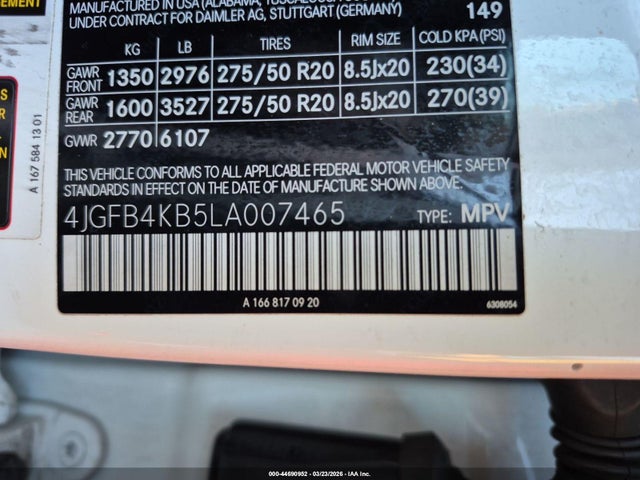 Продаж на аукціоні авто 2020 Mercedes-benz Gle 350 4matic, vin: 4JGFB4KB5LA007465, номер лоту: 44690952