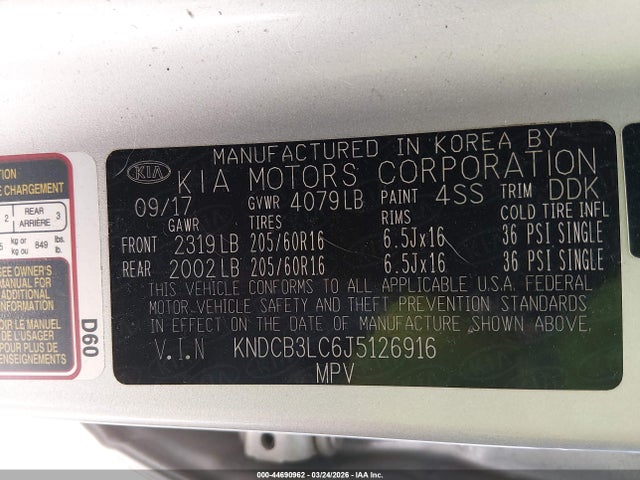 44690962 :رقم المزاد ، KNDCB3LC6J5126916 vin ، 2018 Kia Niro Fe مزاد بيع