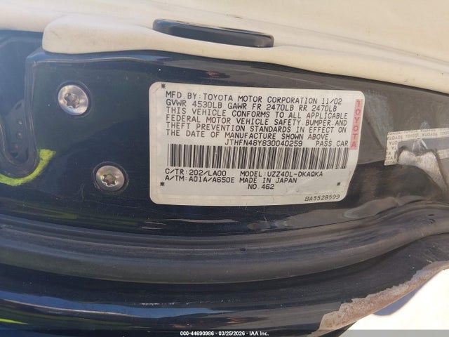 2003 LEXUS SC 430 JTHFN48Y830040259 Photo 8