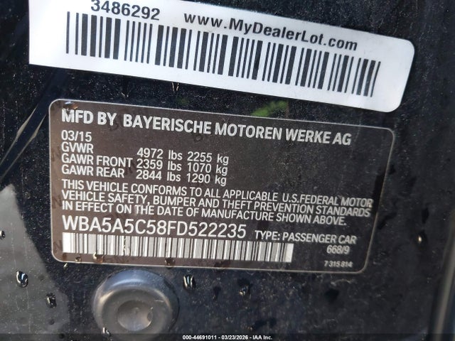 BMW 528I 2015 WBA5A5C58FD522235 Image 9