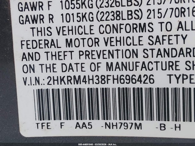 2015 HONDA CR-V 2HKRM4H38FH696426 Photo 8