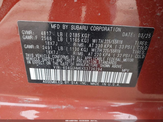 4S4GUHM6XS3736294 Subaru Crosstrek Limited