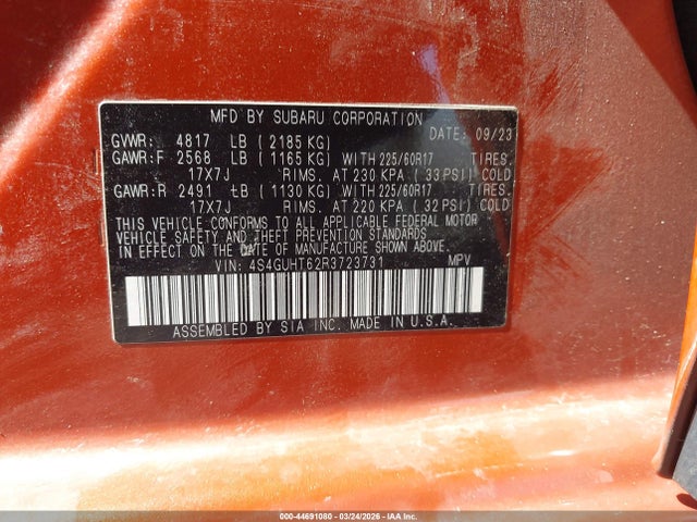 Aukcja sprzedaży 2024 Subaru Crosstrek Wilderness, vin: 4S4GUHT62R3723731, numer aukcji: 44691080