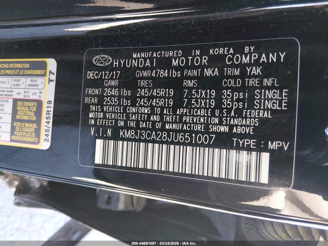 2018 HYUNDAI TUCSON KM8J3CA28JU651007 Photo 8