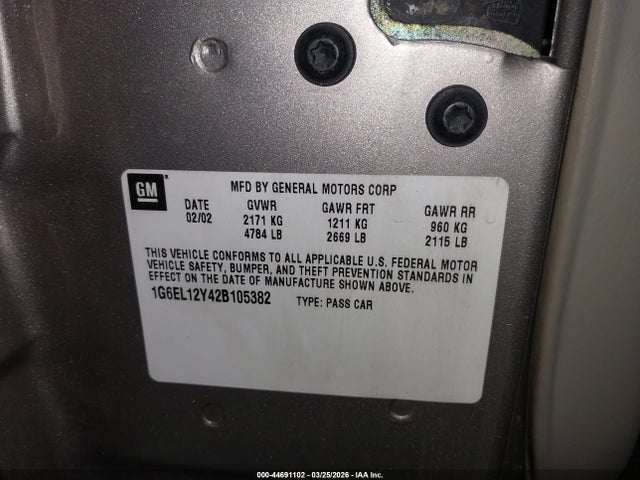 2002 CADILLAC ELDORADO 1G6EL12Y42B105382 Photo 8