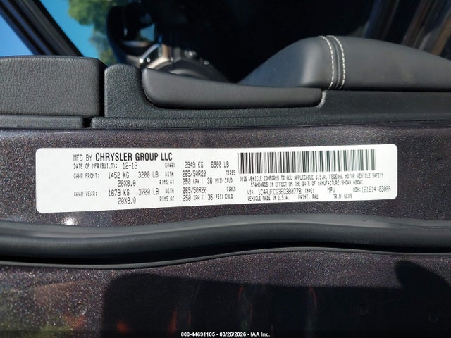 44691105 :رقم المزاد ، 1C4RJFCG3EC380778 vin ، 2014 Jeep Grand Cherokee Overland مزاد بيع