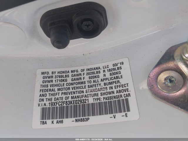 19XFC2F83KE029321 Honda Civic Sport
