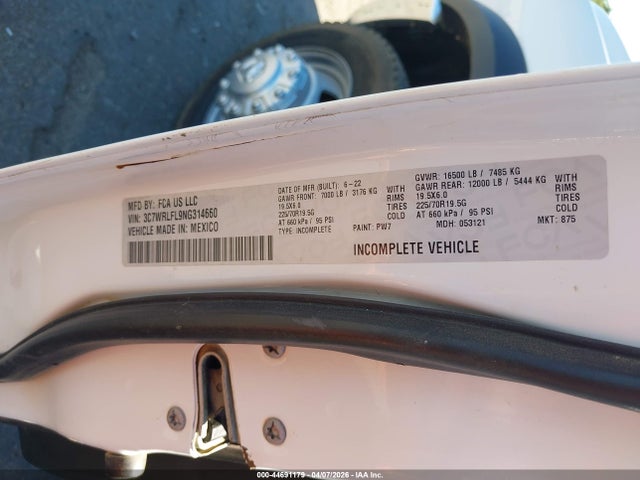 44691179 :رقم المزاد ، 3C7WRLFL9NG314660 vin ، 2022 Ram 4500 Chassis Tradesman/slt/laramie/limited مزاد بيع