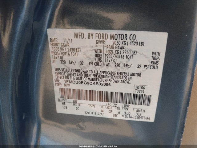 2012 FORD ESCAPE 1FMCU0EG9CKB32086 Photo 8