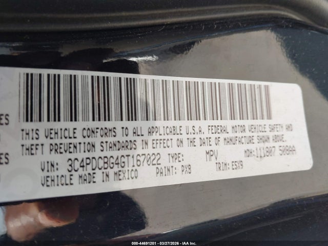 Продаж на аукціоні авто 2016 Dodge Journey Sxt, vin: 3C4PDCBG4GT167022, номер лоту: 44691201