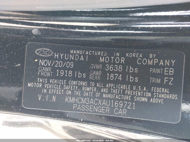 Aukcja sprzedaży 2010 Hyundai Accent Gs, vin: KMHCM3ACXAU169721, numer aukcji: 44691242