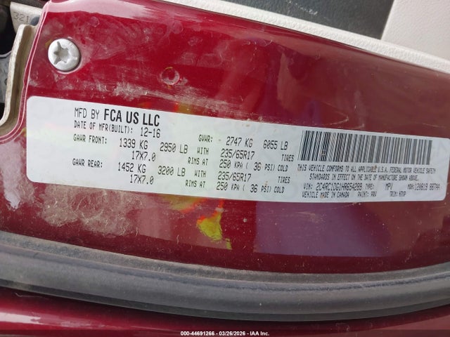 Продажа на аукционе авто 2017 Chrysler Pacifica Touring, vin: 2C4RC1DG1HR654289, номер лота: 44691266