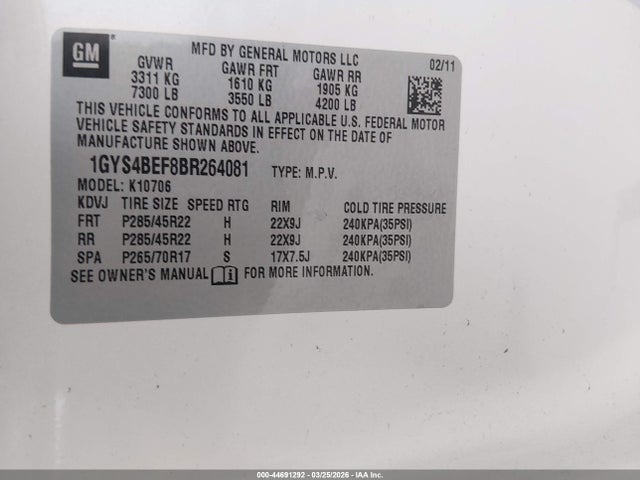 2011 CADILLAC ESCALADE 1GYS4BEF8BR264081 Photo 8