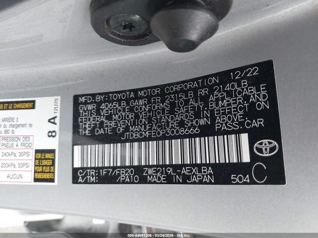 Toyota Corolla Hybrid Le 2023 JTDBCMFE0P3008666 Image 9