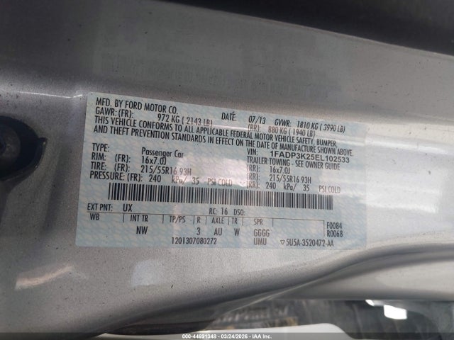 1FADP3K25EL102533 Ford FOCUS SE