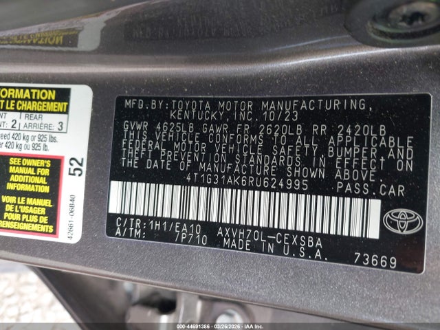 4T1G31AK6RU624995 Toyota Camry Hybrid Se