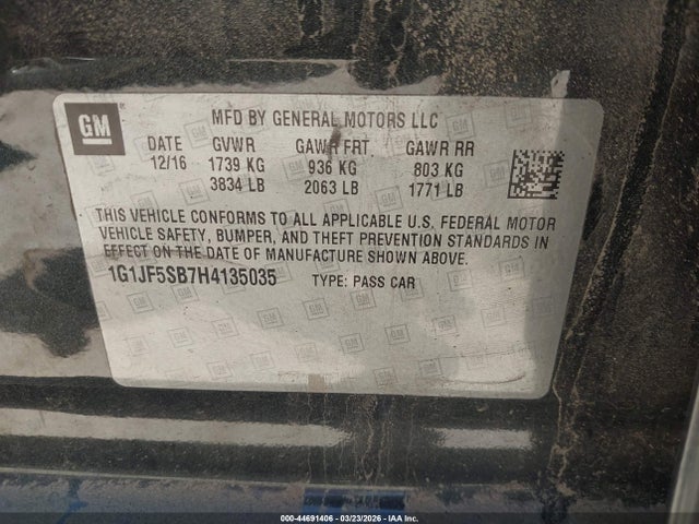 Chevrolet Sonic Premier Auto 2017 1G1JF5SB7H4135035 Image 9