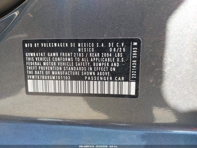 3VW7X7BU9SM101103 Volkswagen Jetta 1.5t Se