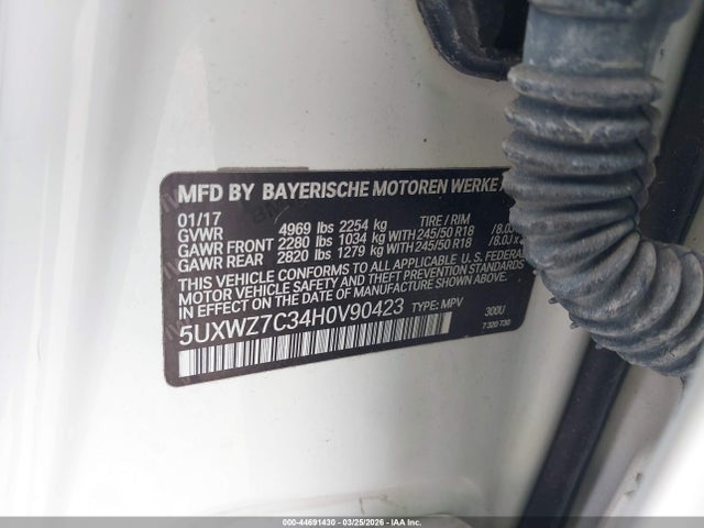 44691430 :رقم المزاد ، 5UXWZ7C34H0V90423 vin ، 2017 Bmw X3 Sdrive28i مزاد بيع