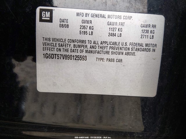 Aukcja sprzedaży 2009 Cadillac Cts Standard, vin: 1G6DT57V890125593, numer aukcji: 44691446